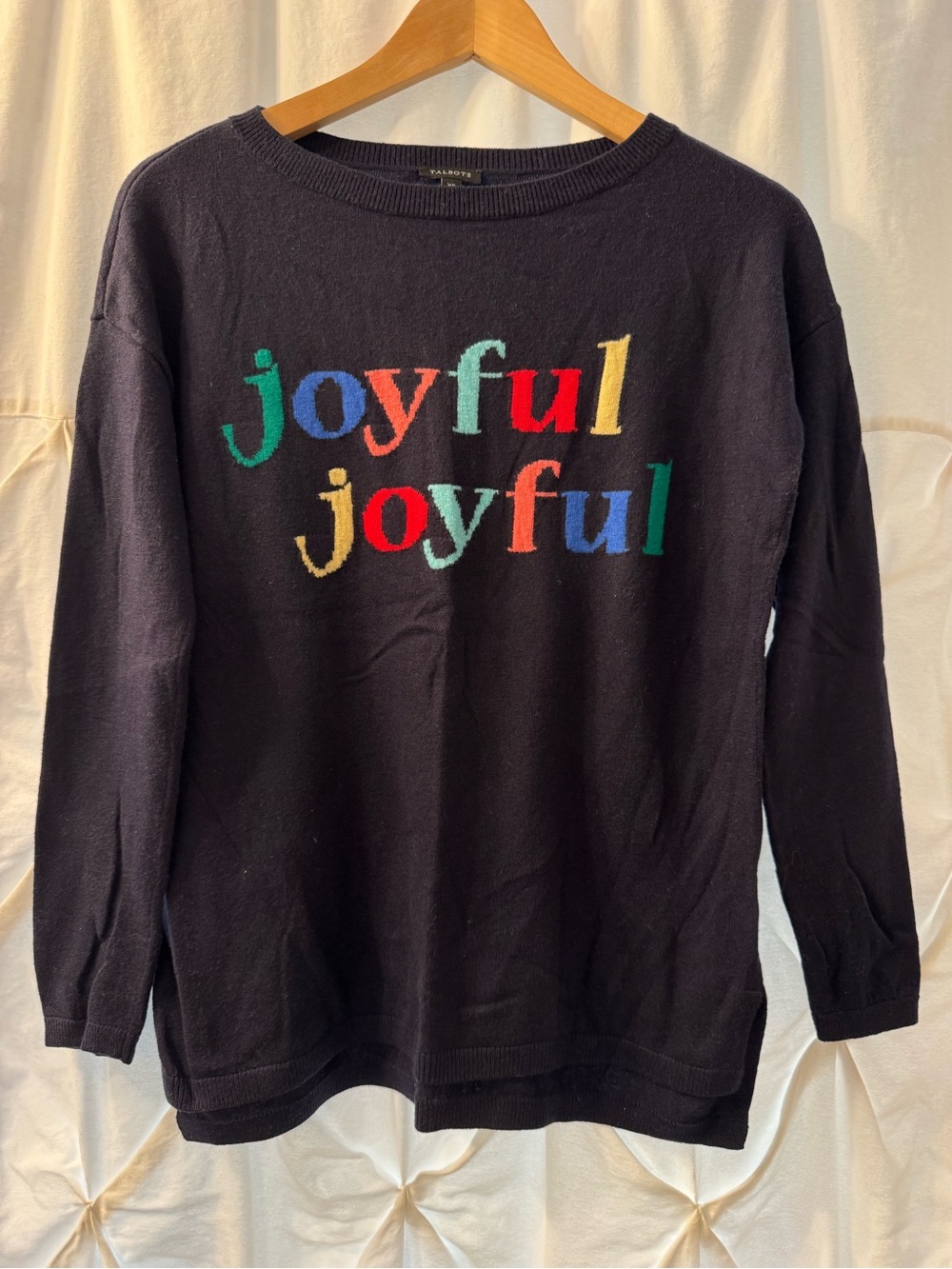 Joyful Multicolor Navy Sweater, Talbots Size XS
